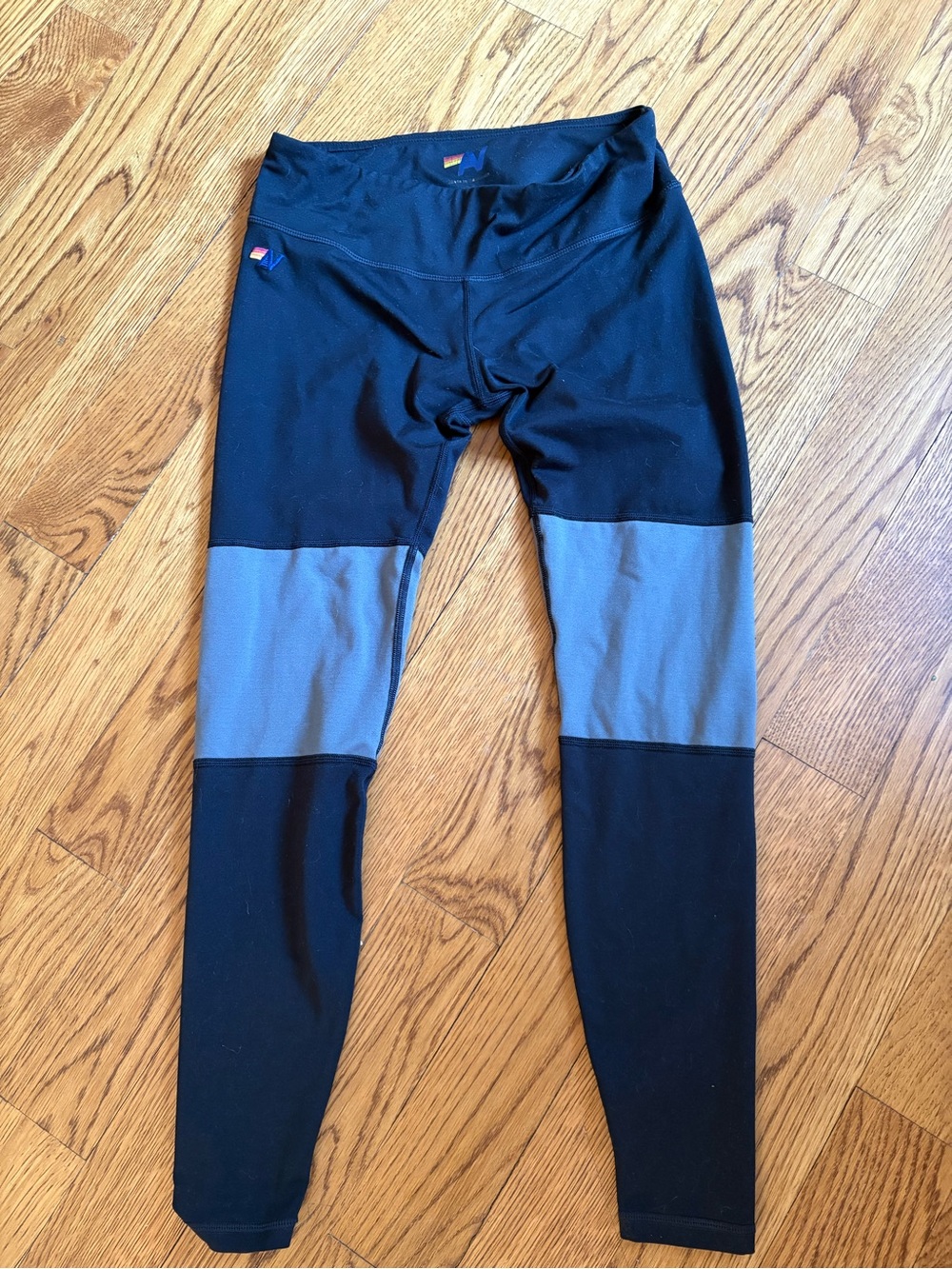 Aviator Nation Black and Gray Colorblock Athletic Leggings